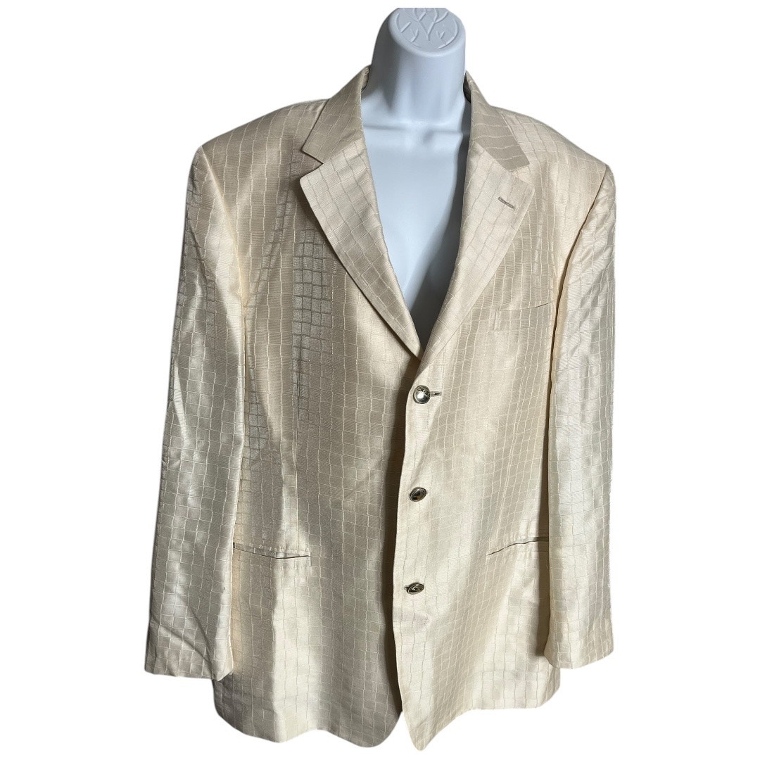 Vintage Versace Classic Pearl Beige Silk Wool Blazer Sport Coat 3-Button Size 36